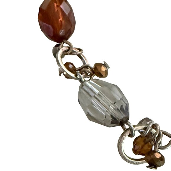 Avon Beaded Bracelet Amber color & Clear Crystal Beads Adjustable Chain Clasp - Picture 3 of 4